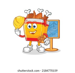 Fried Chicken Architect Illustration Character Vector Stock Vector ...