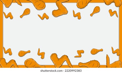 Fried Chicken Background Design Template. Fried Chicken Cartoon Vector Illustration. Fast Food