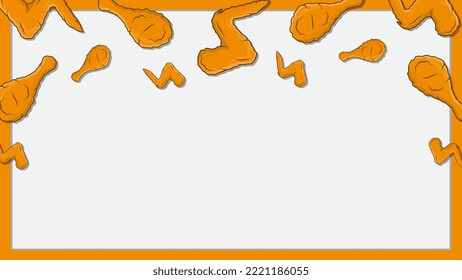 Fried Chicken Background Design Template. Fried Chicken Cartoon Vector Illustration. Fried Chicken