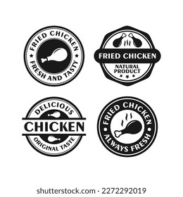 Colección de diseño de sellos de insignia de pollo frito para productos de etiquetas, logo de tienda, sello, pancarta y más