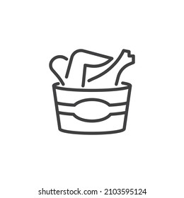 Fried chicken basket line icon. linear style sign for mobile concept and web design. Chicken wings and legs outline vector icon. Symbol, logo illustration. Vector graphics