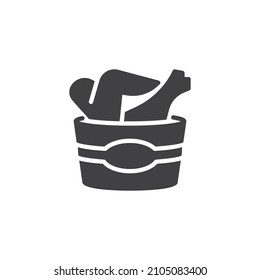 Fried chicken basket vector icon. filled flat sign for mobile concept and web design. Chicken wings and legs glyph icon. Symbol, logo illustration. Vector graphics