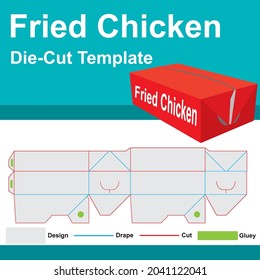 Fried chicken Box with Die-Cut Template