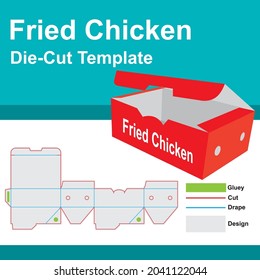 Fried chicken Box with Die-Cut Template