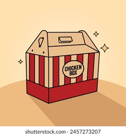 Fried Chicken Box, vintage packaging, cartoon style. Vector illustration. 2D flat design.