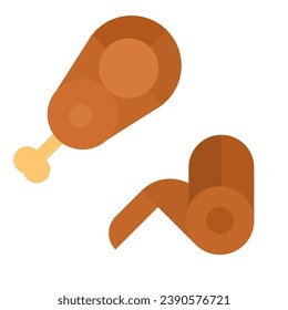 Fried chicken in bright geometric style. Fast food product or junk cuisine. Minimalistic modern design. Cartoon flat vector illustration.