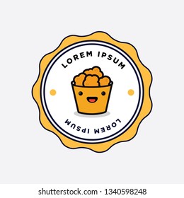 Fried Chicken Bucket Badge Logo Sticker Design 