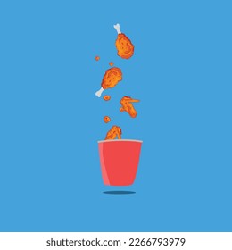 Fried Chicken in the bucket fast snack