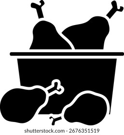 Icono de cubo de pollo frito, comida rápida