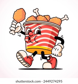 Fried chicken bucket mascot character