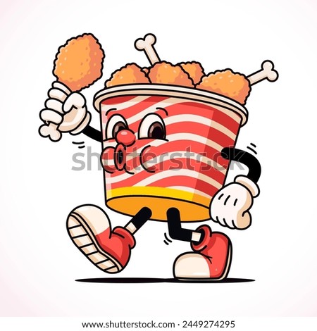 Fried chicken bucket mascot character