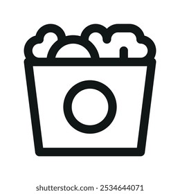 Fried chicken bucket UI icon, takeaway fast food bucket minimal line vector symbol