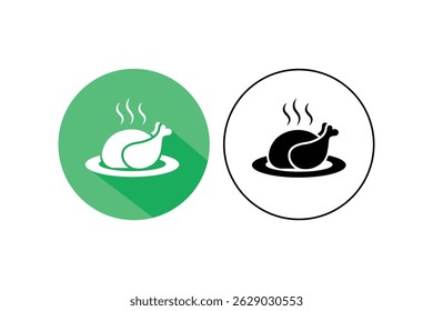Fried Chicken Bucket Vector Icons, fried chicken flat icon, crispy chicken vector art, grilled chicken icons
