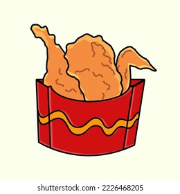 Fried chicken bucket vector illustration. fast food menu. falt icon
