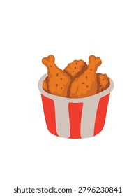 fried chicken bucket vector illustration isolated white background