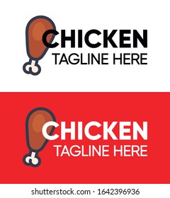 Fried Chicken Cafe Shop Logo isolated on red and white background - Vector illustration