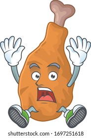Fried chicken cartoon character design showing shocking gesture
