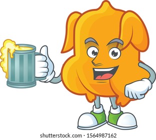 Fried chicken cartoon with the character holding juice
