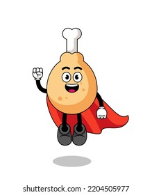 fried chicken cartoon with flying superhero , character design