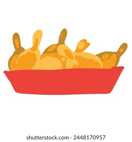 Fried chicken cartoon vector, flat design illustration