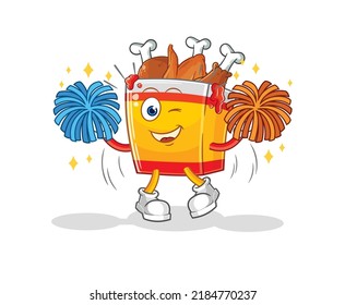 the fried chicken cheerleader cartoon. cartoon mascot vector