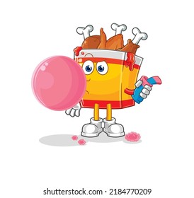 the fried chicken chewing gum vector. cartoon character