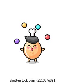 the fried chicken circus cartoon juggling a ball , cute style design for t shirt, sticker, logo element