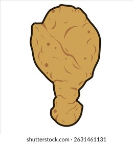 Fried Chicken Colored Icon, Cute colored icon of fried chicken in cartoon style with fun and appetizing look.