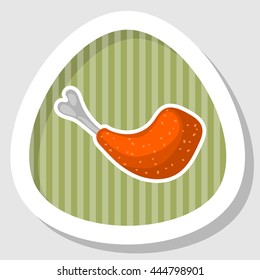 Fried chicken colorful icon. Vector illustration in cartoon style