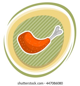 Fried chicken colorful icon. Vector illustration in cartoon style