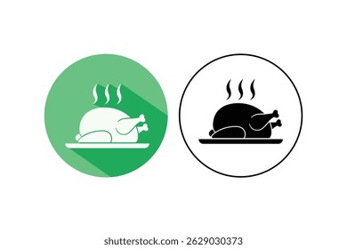Fried Chicken Combo Icons Vector, fried chicken flat icon, crispy chicken vector art, grilled chicken icons