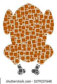 Fried Chicken composition icon of square figures and round items in variable sizes. Vector objects are formed into fried chicken mosaic design concept.