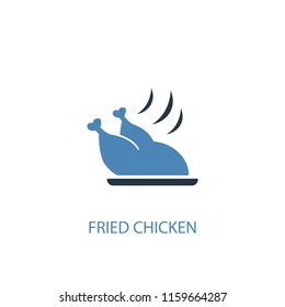 fried chicken concept 2 colored icon. Simple blue element illustration. fried chicken concept symbol design from Food set. Can be used for web and mobile UI/UX