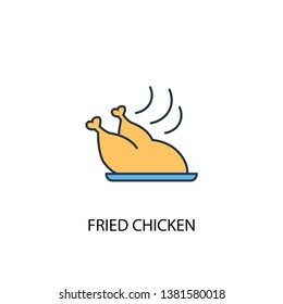 fried chicken concept 2 colored line icon. Simple yellow and blue element illustration. fried chicken concept outline symbol design