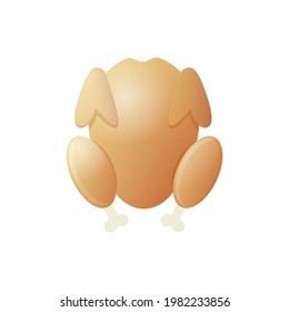 El concepto de pollo frito. Ilustración vectorial de color plano. Aislado sobre fondo blanco.