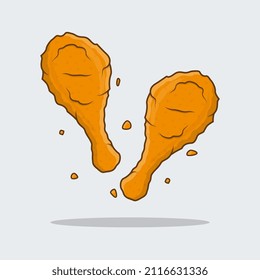 Fried Chicken Crispy Vector Illustration. Fast Food Fried Drumpstick Flat Icon
