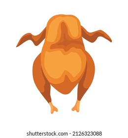 Fried chicken. Crispy fried whole chicken isolated on white background. Beautiful delicious in cartoon style. Fresh fast food fry meat
