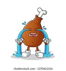 fried chicken cry mascot vector cartoon illustration