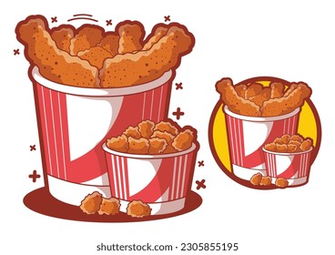 Fried chicken cup cartoon food vector illustration