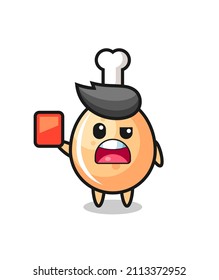 fried chicken cute mascot as referee giving a red card , cute style design for t shirt, sticker, logo element
