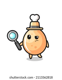 fried chicken detective character is analyzing a case , cute style design for t shirt, sticker, logo element