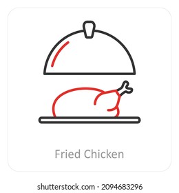 Concepto de icono del pollo frito o pollo