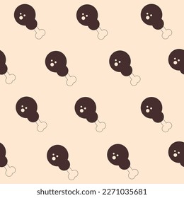 Fried Chicken doodle seamless pattern. Simple repeat chicken wings or legs vector illustration on beige background. Minimal monochrome fast food design for delivery, restaurant, menu