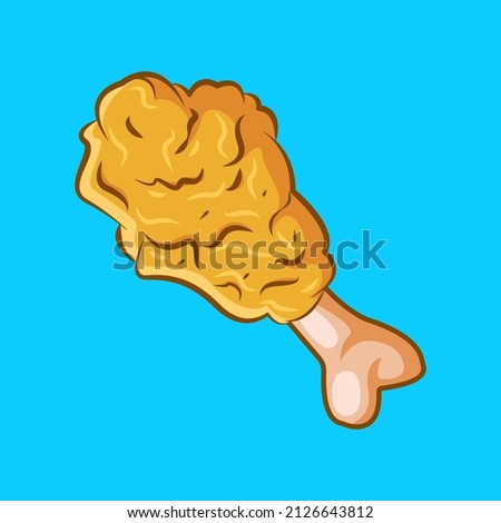 fried chicken drum stick cartoon vector illustration