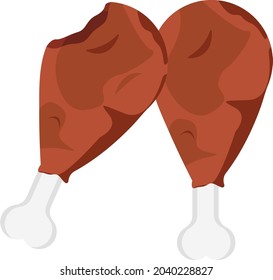 Frittierte Hühnertrommeln, Illustration, Vektorgrafik auf weißem Hintergrund.