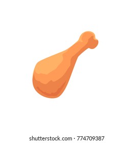 Fried chicken drumstick, cartoon vector illustration isolated on white background. Cartoon illustration of fried, grilled, roasted chicken drumstick, leg, meat