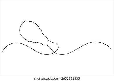 Batom de frango frito desenho contínuo de uma linha de fundo branco com estilo de contorno minimalista