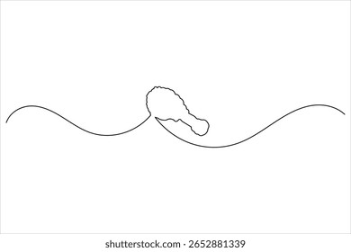 Baqueta de pollo frito dibujo continuo de una línea de fondo blanco con estilo de contorno minimalista