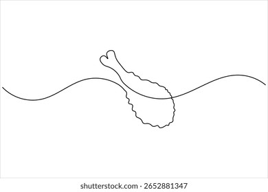Batom de frango frito desenho contínuo de uma linha de fundo branco com estilo de contorno minimalista