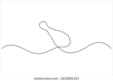 Baqueta de pollo frito dibujo continuo de una línea de fondo blanco con estilo de contorno minimalista